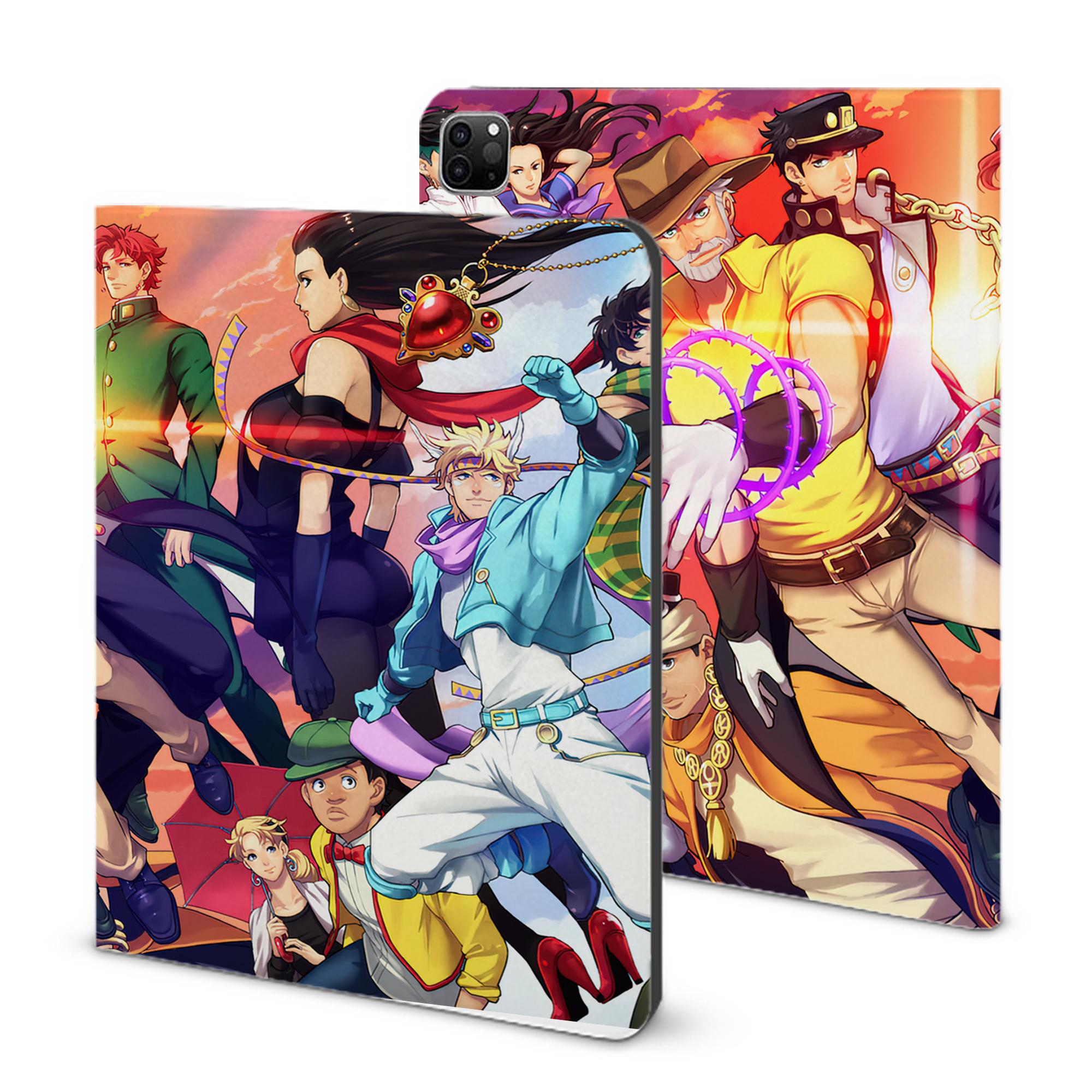 （画像用） ジョジョの奇妙な冒険 JoJo's Bizarre Adventure IPad ケース ブック型 PUレザー TPU 耐衝撃 軽量 薄型 ペン収納なし 全面保護 IPad 各モデル対応